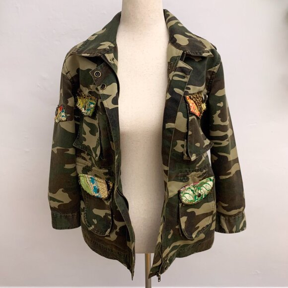Anthropologie Beautiful Stories Patchwork Camo Utility Jacket Size Medium - Picture 16 of 16